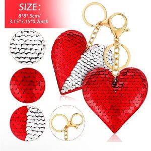 Red and White Sequin Heart Key Holder